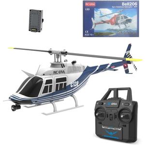 C138 Remote Controlled Helicopter with 6-Axis Gyro, Bell 206 RC Heli Single Rotor 6CH Altitude Hovering/Optical Flow Localization RC Helicopter for Adults Beginners, 1 Battery