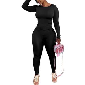 Women's 2 Piece Outfits Track Suits Long Sleeve Top Jogger Legging Pants Workout Sets for women (X-Large, Black)