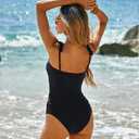 Tankini Swimsuits for Women Swimwear Ruffle Square Neck High Waisted Tummy Control Two Piece Swimsuit Vintage Bathing Suit (Black, M)
