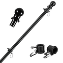 Black Pole for Outside House , 2 Tangle Free Rings,Heavy Duty Metal