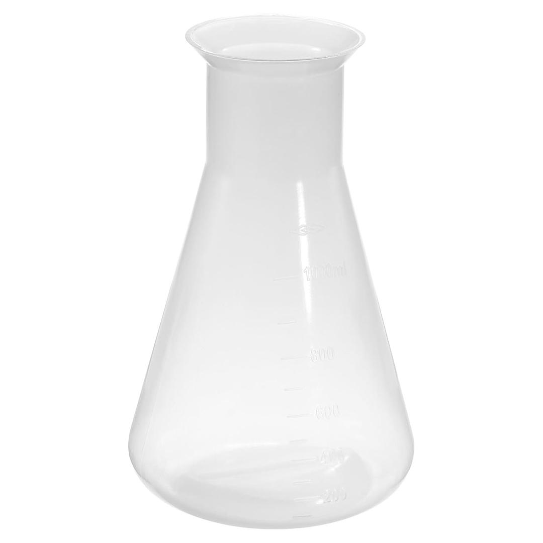 PATIKIL 1000ml Plastic Erlenmeyer Flask, 1 Pack Wide Mouth Conical Flask for Laboratory, Clear