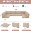 14-Piece Patio Furniture Cushions Set, Replacement Outdoor Cushions for 6-Seat Patio Sectional, Waterproof & Fade Resistant Deep Seat Cushion for Outdoor Sofa, Beige