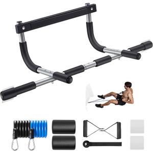 Ally Peaks Pull Up Bar for Doorway | Thickened Steel Max Limit 440 lbs Upper Body Fitness Workout Bar| Multi-Grip Strength for Doorway | Indoor Chin-Up Bar Fitness Trainer for Home Gym Portable (silver1)