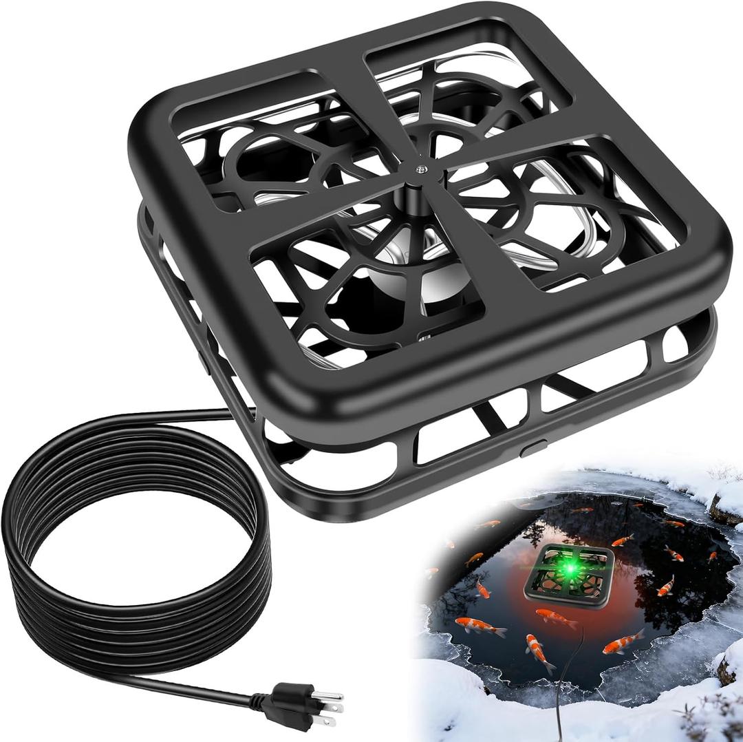 Floating & Submersible Pond Heater, 1500W Pond Heaters for Outdoor Ponds with Fish, Thermostat Control Pond Deicer with Indicator Lights, Koi Pond Stock Tank Water Trough Heater for Winter