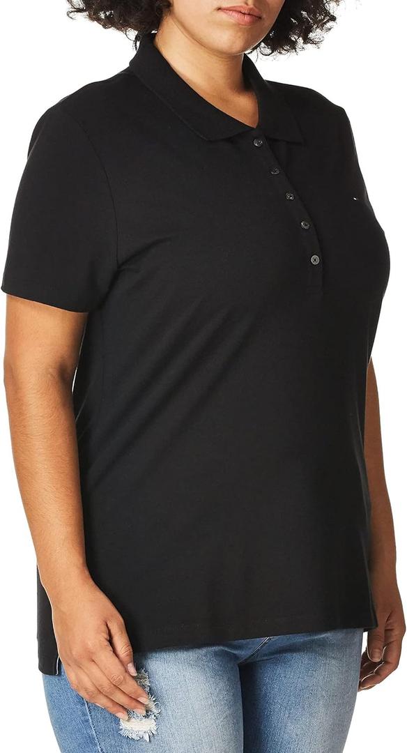 Tommy Hilfiger Solid Short Sleeve Polo (Medium, Black)