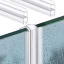 Shower Door Side Seal Strip 78.74 Inch (39.37" x 2 Pcs) Frameless Glass Door Sweep Clear PVC Waterproof U-Type for 1/4"(6 mm) Glass to Stop Shower Leaks No Adhesive Needed