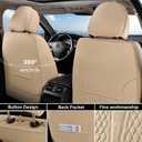 Coverado Front Seat Covers, Car Seat Covers Front Seats, Nappa Leather Seat Covers for Cars, Waterproof Seat Covers with Lumbar Support Universal Fit for Most Cars SUV Trucks (Front, Beige)
