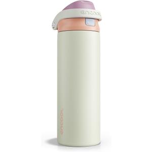 ENCOOL Leakproof Insulated Water Bottle with Straw Dual-Sip Water Bottle Bag-Safe Design for Work, Commute & Gym  Keeps Drinks Cold All Day, 24 oz, Sand Beige