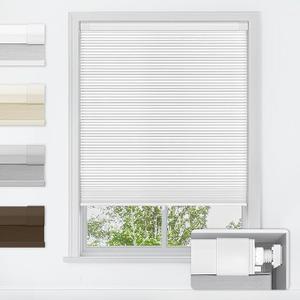 No Tools No Drill Cordless Cellular Shades, Blackout Light Blocking Honeycomb Shades for Home, Thermal Insulation Blinds for Windows, 44" W x 48" H, White