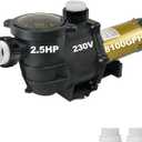 2.5HP PureBy Ingound Pool Pump, 230V Energy Saving Dual Speed Pool Motor, Flow Rate 6480GPH, 2" Port Size with 1.5" & 2" adapters