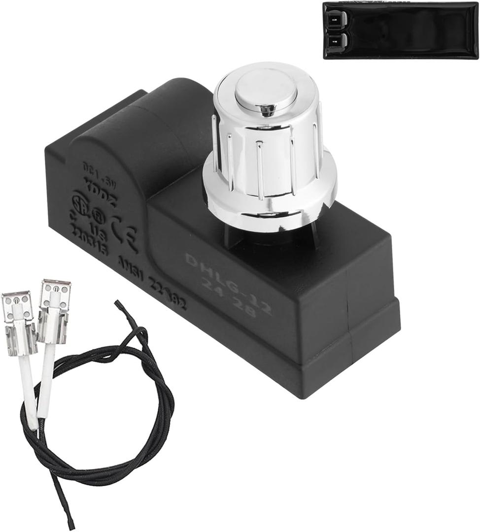 DHLG-12 Grill Igniters for Charbroil Ignitor Replacement Kit, 2 Outlets AAA Battery Push Button Electronic Ignition Module w/Wires Grill Ignitor for Charbroil Grill Igniter Replacement