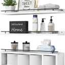 WOPITUES Floating Shelves for Wall 24 inch with Cube Shelf, Wall Shelves with Metal Rail for Bathroom Decor, Bathroom Organizers and Storage, Over Toilet Shelves, Toilet Paper-White