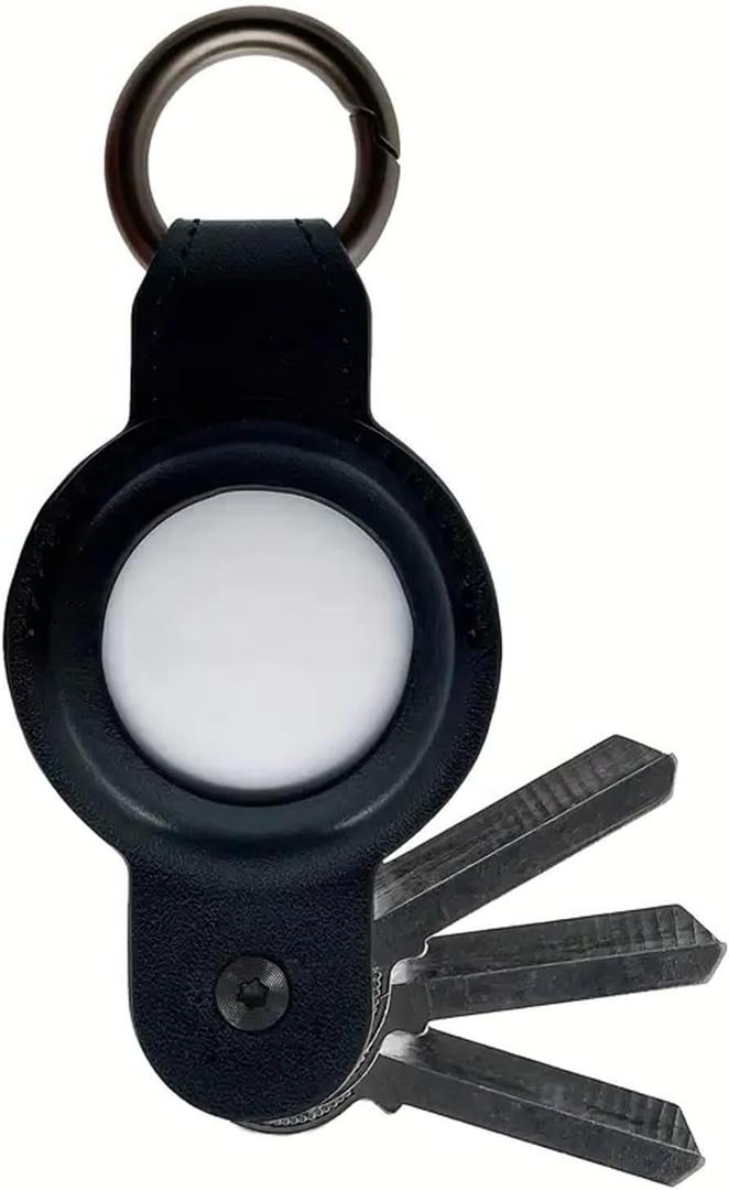 Compact Leather AirTag Key Holder Keychain, Holds up to 4 Keys. [Without AirTag]