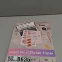 Koala Inkjet Printable Vinyl Sticker Paper for Inkjet Printer - 50 Sheets White Glossy Sticker Paper, Waterproof Sticker Printer Paper 8.5x11 Inch, Tear-Resistant, Removable