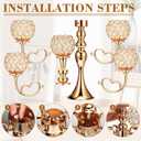 Tioncy 4 Pcs 5 Arm Crystal Candelabra Centerpieces for Tables 21.5 Inch Tall Crystal Candle Holders Bowl for Home Wedding Dinner Anniversary Party Events Table Decoration (Gold)