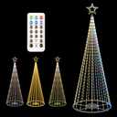 12Ft Outdoor Lighted Christmas Tree Lights Cone Tall Star Topped Artificial Christmas Trees Arbol de Navidad Outside Decor for Xmas New Year Holiday Multicolor/WarmWhite