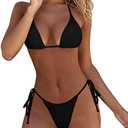 ATENGNES Women's 2 Piece Swimsuit Halter String Bikini Adjustable Bathing Suit S