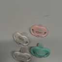 Tommee Tippee Ultra-Light Silicone Pacifier, 0-6 Months, Symmetrical One-Piece Design, BPA-Free Silicone Binkies, Clear/Green/Pink, Pack of 4