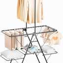 Bigzzia Clothes Drying Rack Foldable, 67.13Inch High Hanger Laundry Drying Rack with 4 Height-Adjustable Wings, Lightweight and Space Saving Clothes Airer for Apartments, Dorms, Camping, Gray