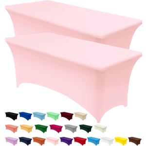 Utopia Kitchen Spandex Tablecloth 5 Pack [6FT, Pink] Tight, Fitted, Washable and Wrinkle Resistant Stretch Table Cloth Rectangle Cover for Trade Show, Weddings & Parties [72Lx30Wx30H Inch]