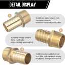 Brass Hose Barb Fittings 1-1/4" Barb x 1" NPT Male Thread Metals Adapter Connector for Water Fuel Air (2 Packs)