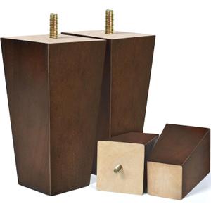 AORYVIC 5 inch Sofa Legs Wood Furniture Legs Pack of 4 Pyramid Couch Legs Mid-Century Modern Brown Replacement Legs