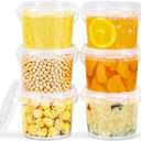 ASEVAT 25oz Food Grade Plastic Storage Containers, Airtight Food Storage Container, Reusable Microwave Safe Bowls With Lids, Freezer Safe Containers, Sauce, Soup (6Pack)