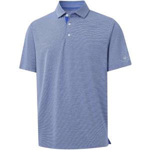 Rouen Mens Golf Shirts Short Sleeve Quick Dry Breathable Active Heather Jacquard Regular Fit Casual Polo Shirts for Men (Blue, XL)