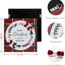 ArtbyHannah Christmas Decorations Hanging Signs, Christmas Canvas Door Sign Merry Christmas & Happy New Year for Holiday Xmas Door Decor (12x12 inch)