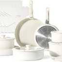 CAROTE 21pcs Pots and Pan Set, Nonstick Induction Cookware Detachable Handle, Cookware Set with Removable Handle Cream White