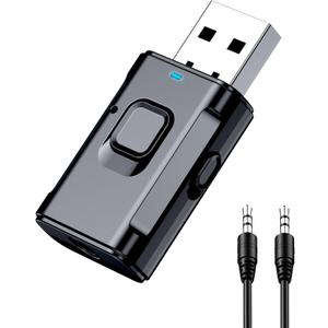 USB Bluetooth Adapter for Car, Bluetooth Transmitter Receiver for TV, Stereo, Headphone, PC, TSNAM 3.5mm AUX Wireless Audio Adapter, Plug & Play
