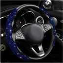 2 PCS Steering Wheel Cover, Segmented Car Wheel Covers with Crystal Rhinestones, Non-Slip Protector Bling Sparkly Decoration for Most Steering Wheels, Car Accessories (Blue)