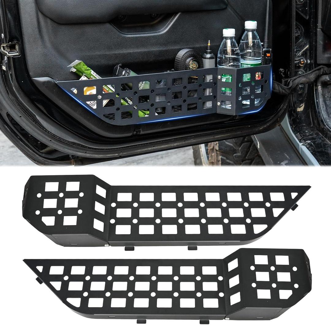 Z8 Metal Front Door Storage Box Pockets Fit Jeep Wrangler JL JLU 4XE 2018-2024 & Gladiator JT 2020-2024 Interior Door Side Insert Organizer Molle Panels Expansion Accessories(Not Fit Power Seats) (Tactical Style)