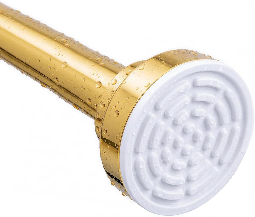 Ausemku Shower Curtain Rod Tension - 32-80 Inch Never Rust Non-Slip Spring Tension Curtain Rod No Drilling Stainless Steel Curtain Rod Use Bathroom Kitchen, Gold