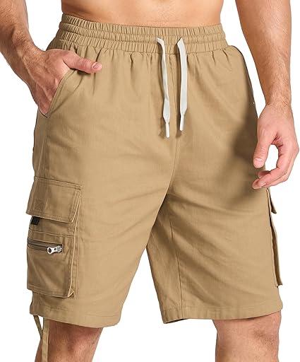 Mens Cotton Cargo Hiking Shorts with Multi Pockets Summer Outdoor Work Casual Shorts S