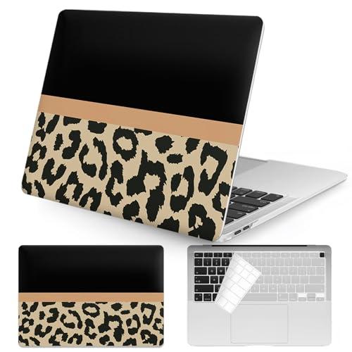 Seorsok Compatible with MacBook Air 13 inch Case 2022 2021 2020 2019 2018 Release Model A1932 A2179 M1 A2337 with Touch ID Cool Cheetah Laptop Plastic Hard Shell&Keyboard Cover-Beige&Black