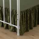 Bed Skirt King Size Ruffled Bed Skirt with Split Corners, 18 Inch Drop Dust Ruffle Bed Skirts with Platform, Boho Tufted Shabby Chic King Size Bed Skirts, Olive Green