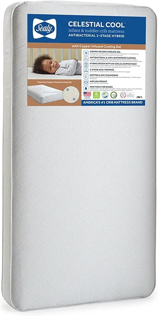 SEALY BABY Celestial Cool 2-Stage Hybrid Crib Mattress, 204 Coil System