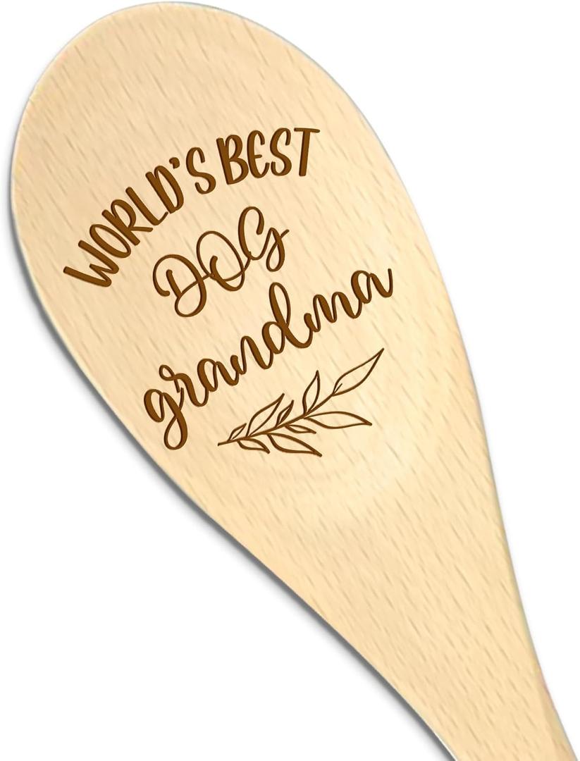 Dog Grandma Cooking Wooden Spoons - DogGrandma Gifts Wood Spoons, DogLovers Gifts for Women Wooden Cooking Utensils, World's Best Dog Grandma Kitchen Gift Kitchen Accessories, 12 Inch