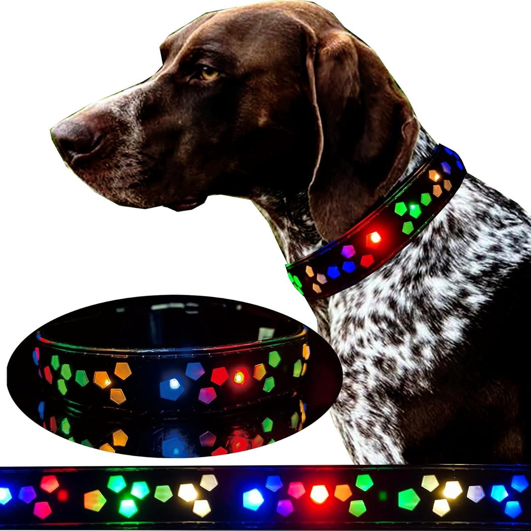 Subversive USB-C led Light up Dog Collar,Star Running LED Design Comfortable and Soft Material,Multicolored Lighting (Black, XL(19.7-23.6"))