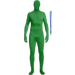 Full Bodysuit With Zipper Helper Unisex Spandex Stretch Adult Costume Zentai Disappearing Man Body Suit (X-Large, Green)