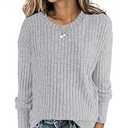 ANRABESS Long Sleeve Shirts for Women Business Casual Crewneck Tunic Tops Lightweight Fall Fashion Sweaters Clothes 2024 Grey Medium