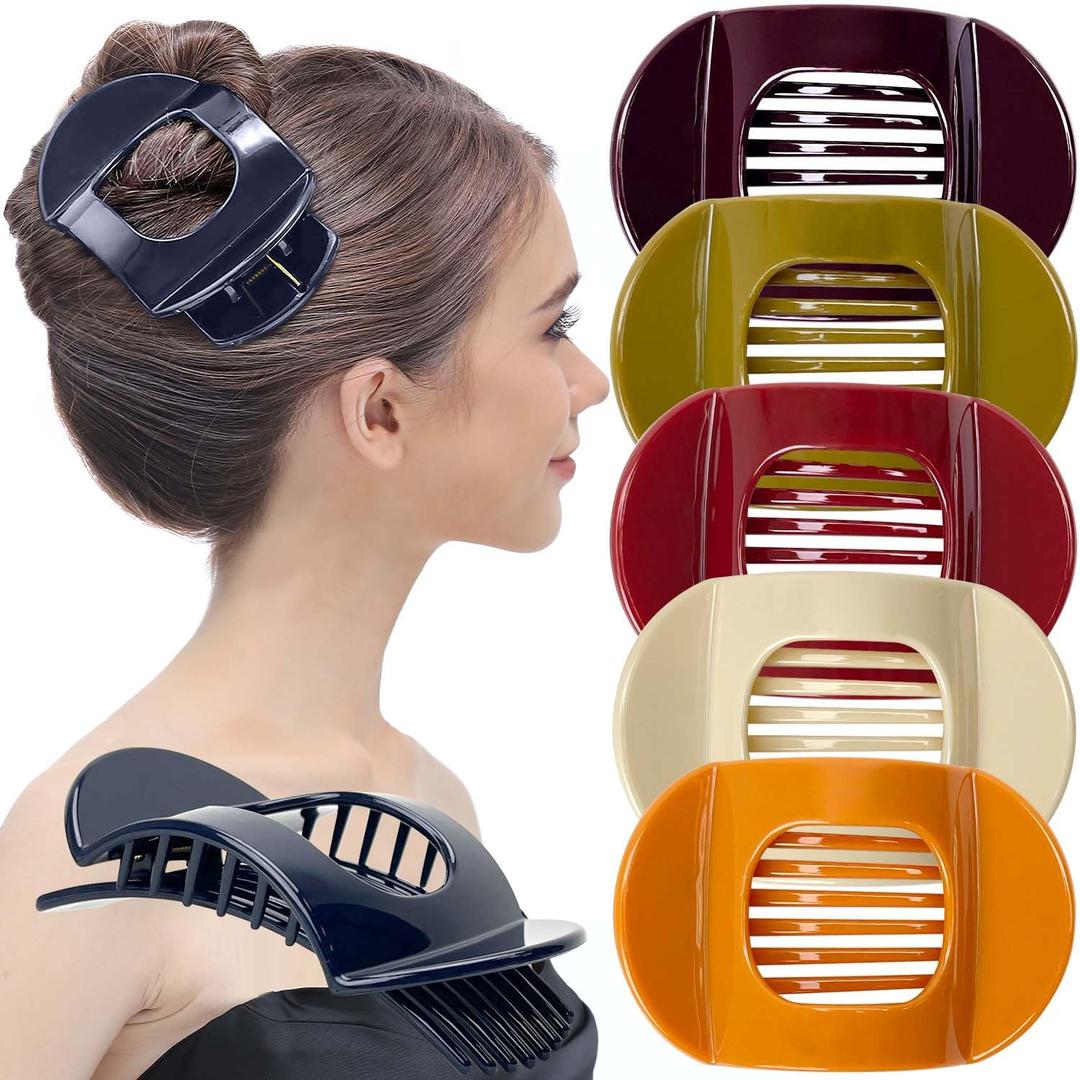 RC ROCHE ORNAMENT 6 Pcs Womens Square Strong Grip Secure Hold Inner Teeth Styling Plastic Comfortable Curve No Slip Beauty Accessory Girls Ladies Claw Clamp Clip, Large Classic Multicolor (1 Count (Pack of 6))