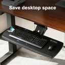 Keyboard Tray Under Desk with Storage Drawer, Height Adjustable Keyboard Tray Slide Out 360 Swivel Tilt, Ergonomic Under Desk Mount Keyboard & Mouse pad Lighting, Black