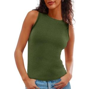 Imily Bela Womens Sleeveless Sweater Vest Casual Crewneck Loose Fit Knit Tank Tops Lightweight Trendy Summer Ribbed Pullover, L