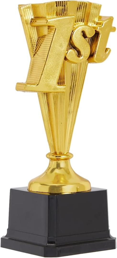 Juvale 1st Place Trophy Award - Plastic Trophy, 8-Inch Gold-Plated with Black Base - Sports Tournament & Party Awards - Basketball & Soccer Awards for Adults & Kids