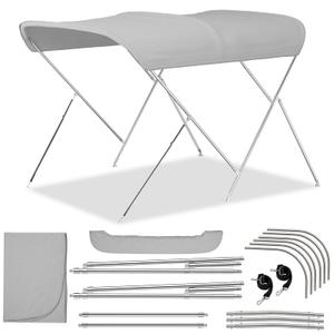 3 Bow Bimini Tops for Boats, Grey Boat Bimini Tops, 6'Lx 53" H x 67"-72" W