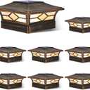 Solar Post Cap Lights Outdoor 8pack, Waterproof Solar Powered Deck Fence Post Lights for 4x4 Wood/Vinyl Posts, Solar Outdoor LED Light with Cool/Warm Lighting (Brushed Copper, 8pack)