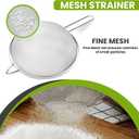6.3" Fine Mesh Strainer with Stainless steel handle - Sieve Fine Mesh Stainless Steel - Ideal to Sift Flour, Icing Sugar, Fruits and Vegetables.