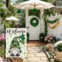 Artscope St Patricks Day Green Gnome Clover Garden Flag 12x18 Inch Double Sided for Outside, Welcome Shamrocks St.Patrick's Day Garden Flag for Holiday Yard Outdoor Decoration